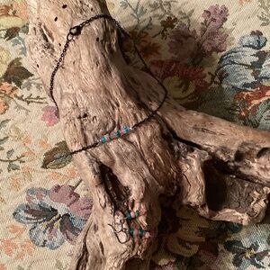 Black Chain Ethiopian Welo Opal Choker Necklace 15” / Earrings Set